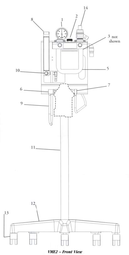 VME2 Small Anesthesia Machine Service Parts - Front View